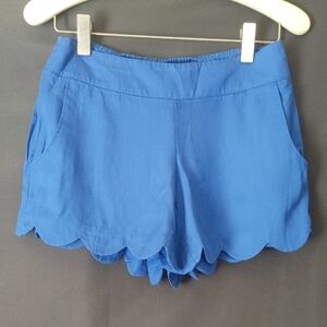 Lilly Pulitzer Vibrant Blue Scalloped High Waist Shorts
